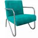 Poltrona Para Sala de Espera Recepção Em Suede Verde Água Com Braços Cromados Decorativa Confortável Até 120 Kg - PS