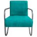 Poltrona Para Sala de Espera Recepção Em Suede Verde Água Com Braços Cromados Decorativa Confortável Até 120 Kg - PS