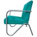 Poltrona Para Sala de Espera Recepção Em Suede Verde Água Com Braços Cromados Decorativa Confortável Até 120 Kg - PS