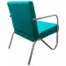 Poltrona Para Sala de Espera Recepção Em Suede Verde Água Com Braços Cromados Decorativa Confortável Até 120 Kg - PS