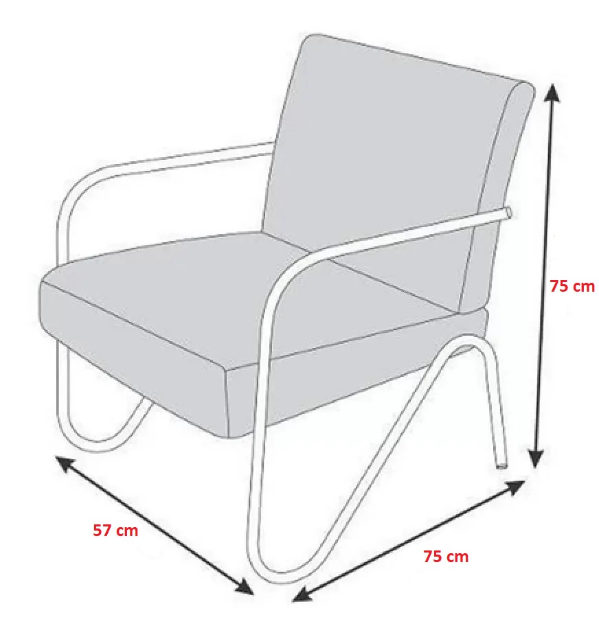 Poltrona Para Sala de Espera Recepção Em Suede Verde Água Com Braços Cromados Decorativa Confortável Até 120 Kg - PS