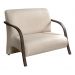 Poltrona Sofá Namoradeira 2 Lugares Decorativa Confortável para Quarto Sala de Espera Recepção Em Suede Bege Braço de Madeira