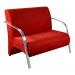 Poltrona Sofá Namoradeira 2 Lugares Decorativa Confortável para Quarto Sala de Espera Recepção Em Suede Vermelho Braço de Alumínio