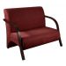 Poltrona Sofá Namoradeira 2 Lugares Decorativa Confortável para Quarto Sala de Espera Recepção Em Suede Vinho Braço de Madeira