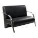 Poltrona Sofá Namoradeira Em Curvin Preto 2 Lugares Decorativa Confortável para Quarto Sala de Espera Recepção Braço Cromado