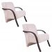 Kit 2 Poltronas Para Sala de Espera Recepção Bege Em Suede Com Braços de Madeira Decorativa Confortável Até 120 kg - PSM