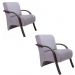 Kit 2 Poltronas Para Sala de Espera Recepção Cinza Em Suede Com Braços de Madeira Decorativa Confortável Até 120 kg - PSM