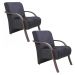 Kit 2 Poltronas Para Sala de Espera Recepção Preta Em Suede Com Braços de Madeira Decorativa Confortável Até 120 kg - PSM