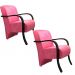 Kit 2 Poltronas Para Sala de Espera Recepção Rosa Em Suede Com Braços de Madeira Decorativa Confortável Até 120 kg - PSM