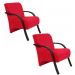 Kit 2 Poltronas Para Sala de Espera Recepção Vermelha Em Suede Com Braços de Madeira Decorativa Confortável Até 120 kg - PSM