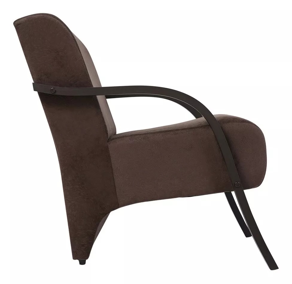 Kit 3 Poltronas Para Sala de Espera Recepção Marrom Em Suede Com Braços de Madeira Decorativa Confortável Até 120 kg - PSM