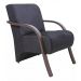 Kit 3 Poltronas Para Sala de Espera Recepção Preto Em Suede Com Braços de Madeira Decorativa Confortável Até 120 kg - PSM