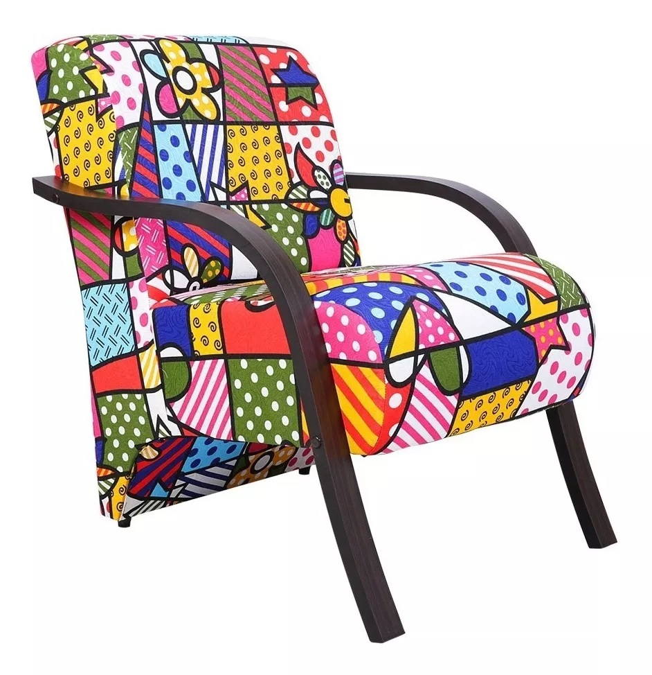 Kit 3 Poltronas Para Sala de Espera Recepção Romero Brito Em Suede Com Braços de Madeira Decorativa Confortável Até 120 kg - PSM