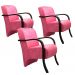 Kit 3 Poltronas Para Sala de Espera Recepção Rosa Em Suede Com Braços de Madeira Decorativa Confortável Até 120 kg - PSM