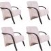 Kit 4 Poltronas Para Sala de Espera Recepção Bege Em Suede Com Braços de Madeira Decorativa Confortável Até 120 kg - PSM