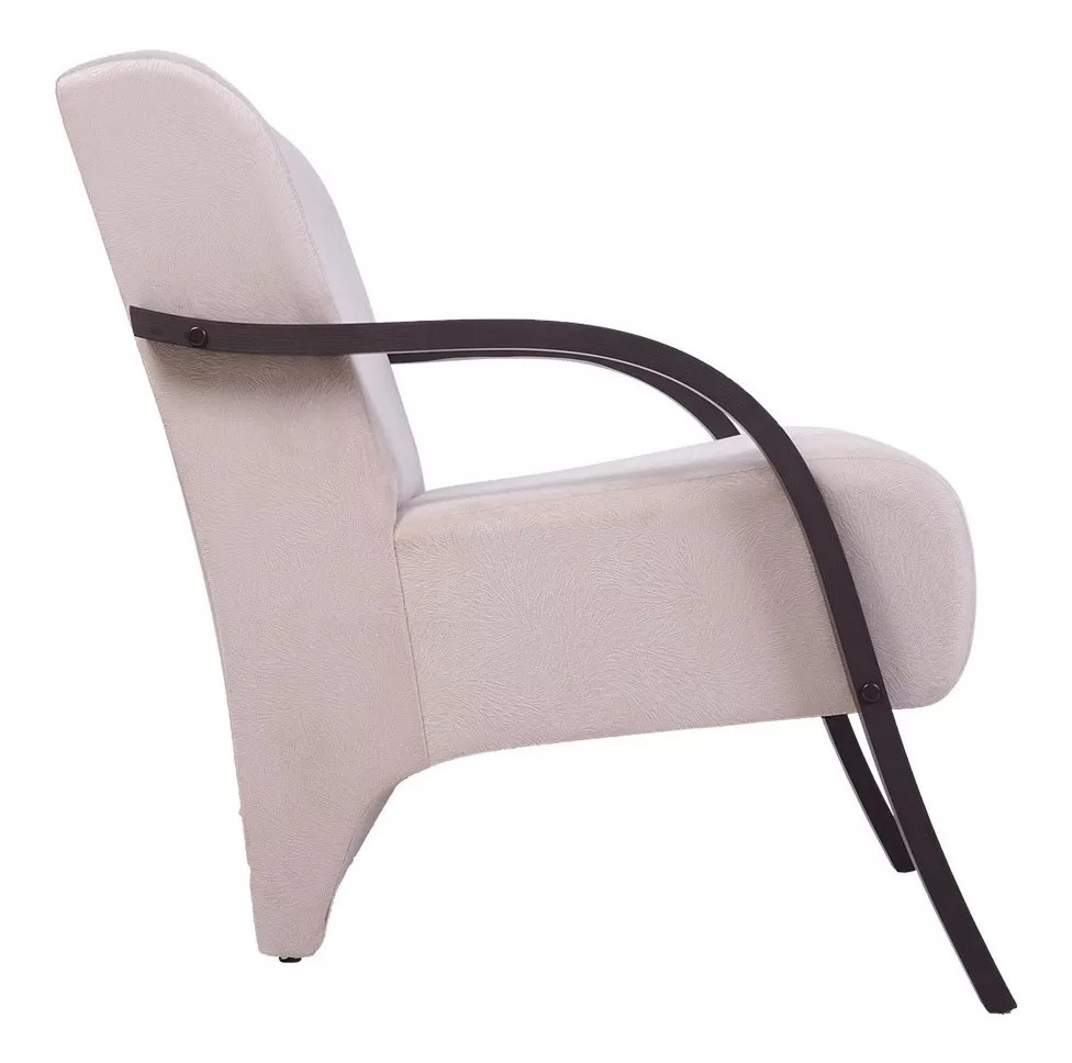 Kit 4 Poltronas Para Sala de Espera Recepção Bege Em Suede Com Braços de Madeira Decorativa Confortável Até 120 kg - PSM