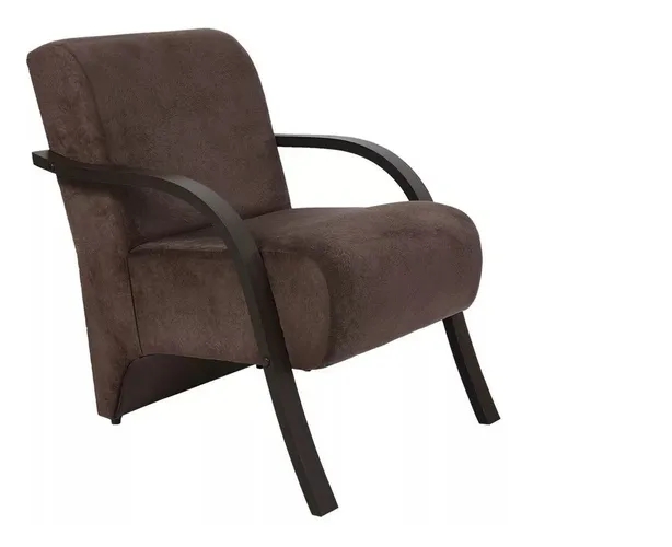Kit 4 Poltronas Para Sala de Espera Recepção Marrom Em Suede Com Braços de Madeira Decorativa Confortável Até 120 kg - PSM