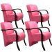 Kit 4 Poltronas Para Sala de Espera Recepção Rosa Em Suede Com Braços de Madeira Decorativa Confortável Até 120 kg - PSM