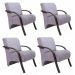 Kit 5 Poltronas Para Sala de Espera Recepção Cinza Em Suede Com Braços de Madeira Decorativa Confortável Até 120 kg - PSM