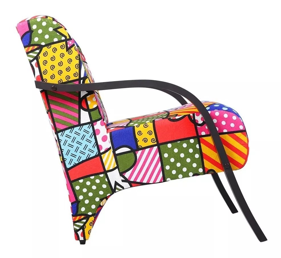 Kit 5 Poltronas Para Sala de Espera Recepção Romero Brito Em Suede Com Braços de Madeira Decorativa Confortável Até 120 kg - PSM
