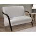 Poltrona Sofá Namoradeira Branca Em Curvin 2 Lugares Decorativa Confortável para Quarto Sala de Espera Recepção Braço de Madeira