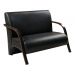 Poltrona Sofá Namoradeira Em Curvin Preto 2 Lugares Decorativa Confortável para Quarto Sala de Espera Recepção Braço de Madeira