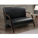 Poltrona Sofá Namoradeira Em Curvin Preto 2 Lugares Decorativa Confortável para Quarto Sala de Espera Recepção Braço de Madeira