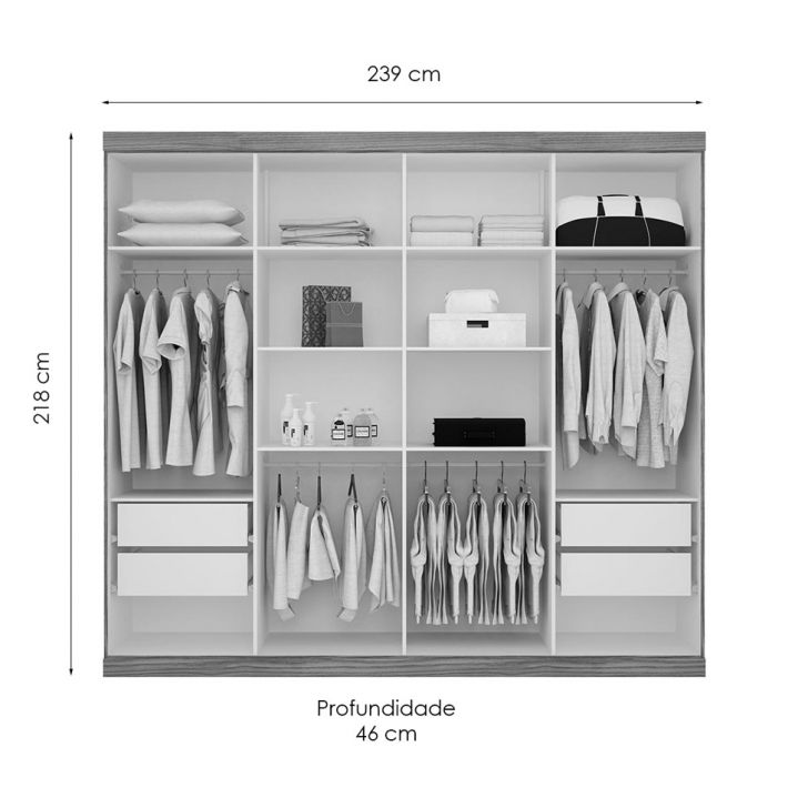 [OUTLET] Guarda-Roupa Casal Havana VIP 8PT 4GV Branco