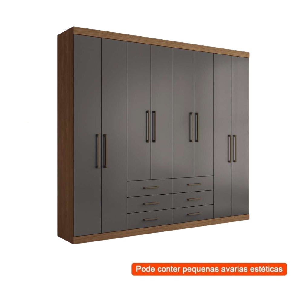 [OUTLET] Guarda-Roupa Casal Master 8 PT 6 GV Jatobá e Grafite