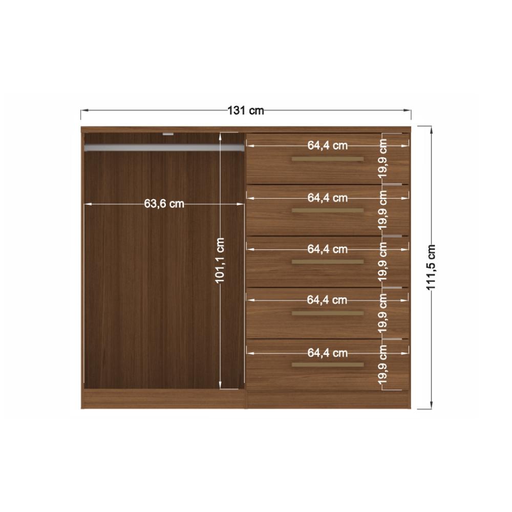 Cômoda 2 Portas 5 Gavetas Dakar Jatobá