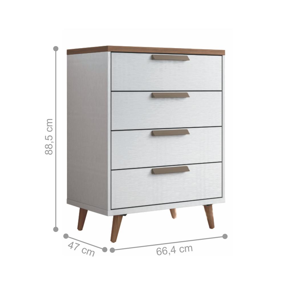 Cômoda 4 Gavetas Yokohama Branco Jatobá