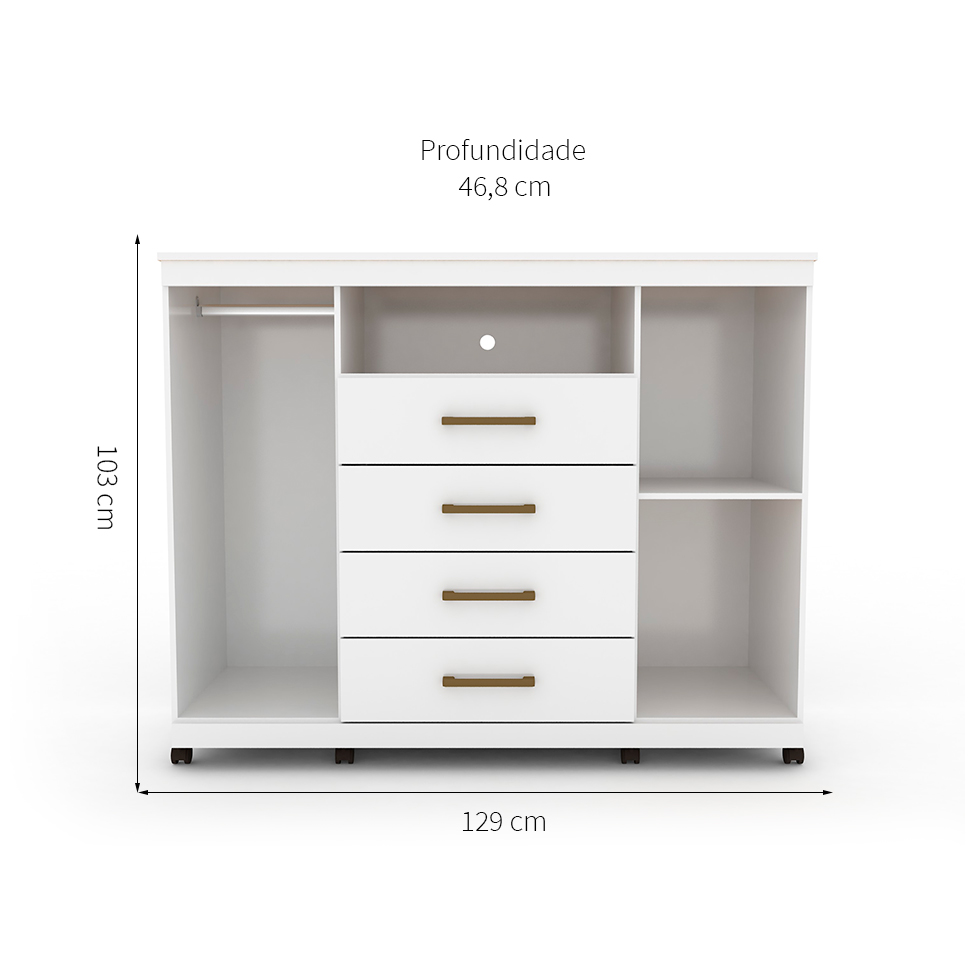 Cômoda Havana Master 2 Portas 4 Gavetas Branca