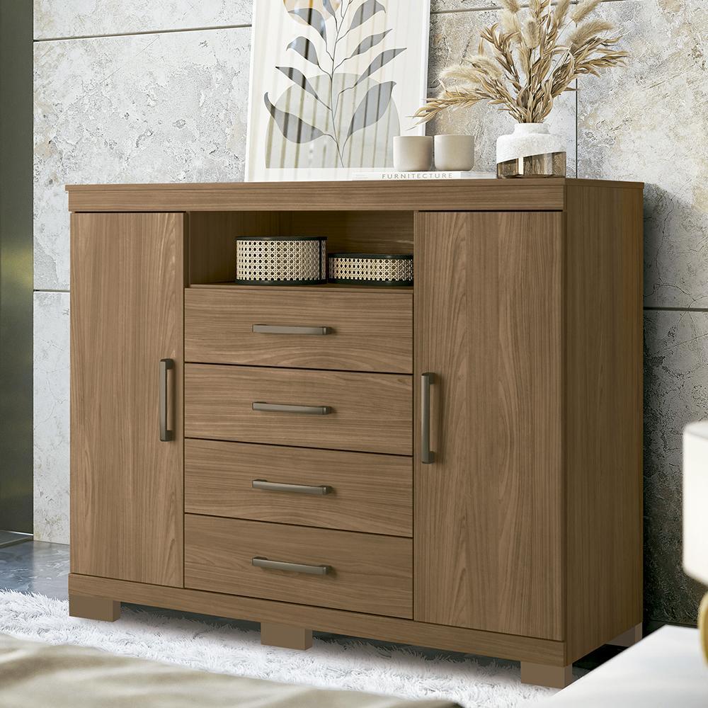 Cômoda Havana Master 2 Portas e 4 Gavetas Jatobá com Pés - Santos Andirá