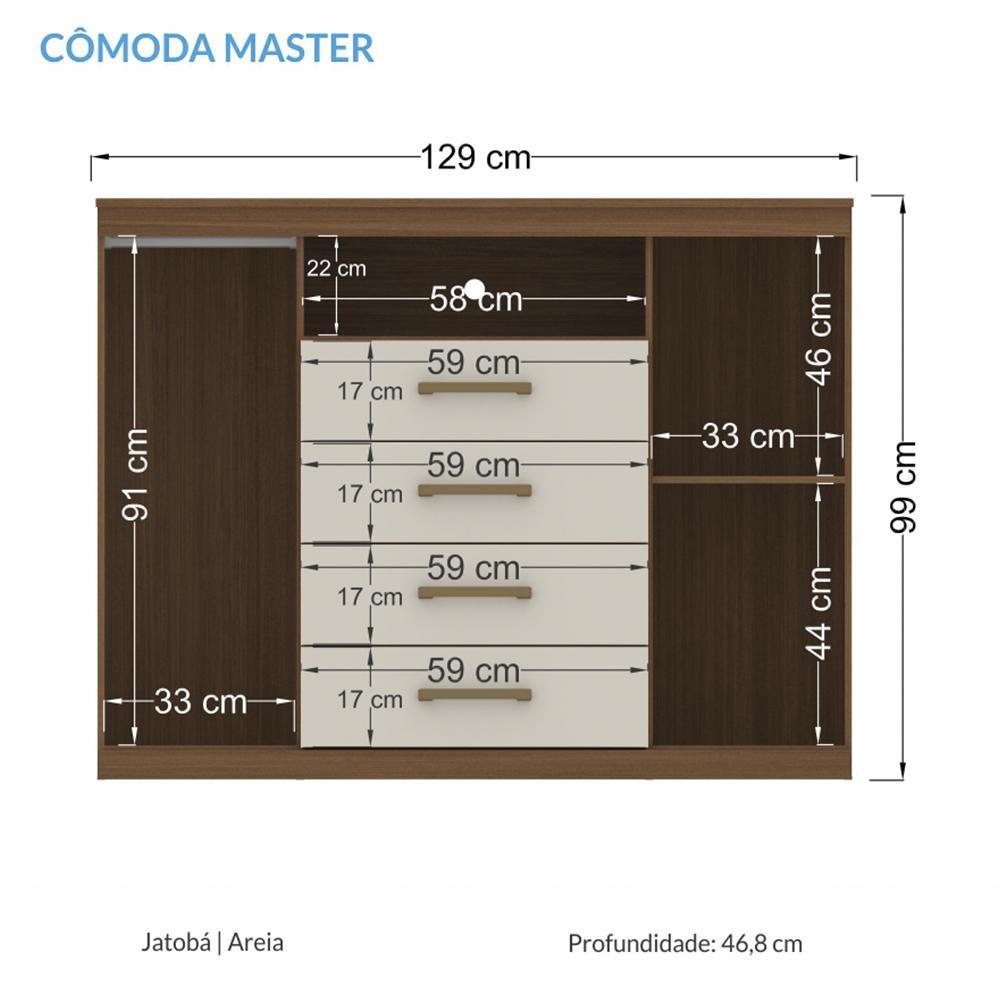 Cômoda Havana Master 2 Portas e 4 Gavetas Jatobá/Areia - Santos Andirá