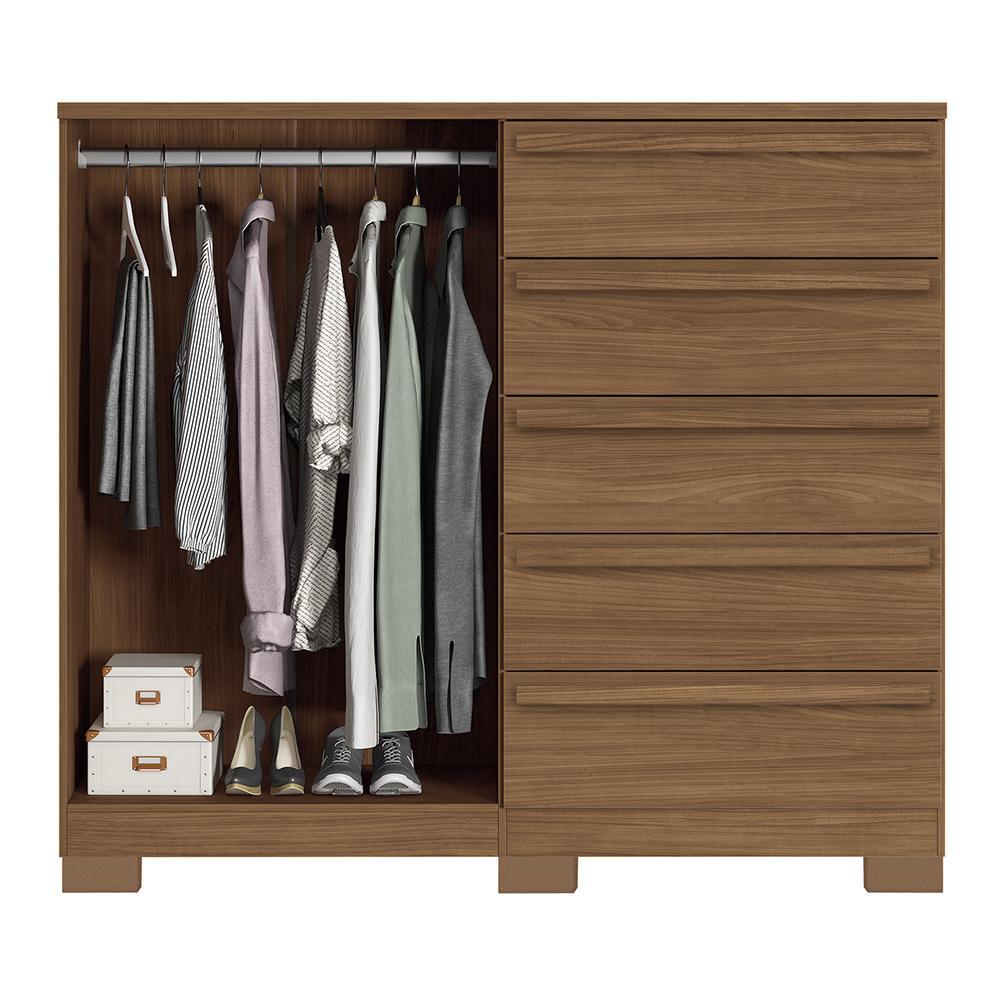 Cômoda Málaga Gold 2 Portas e 5 Gavetas Jatobá com Pés - Santos Andirá