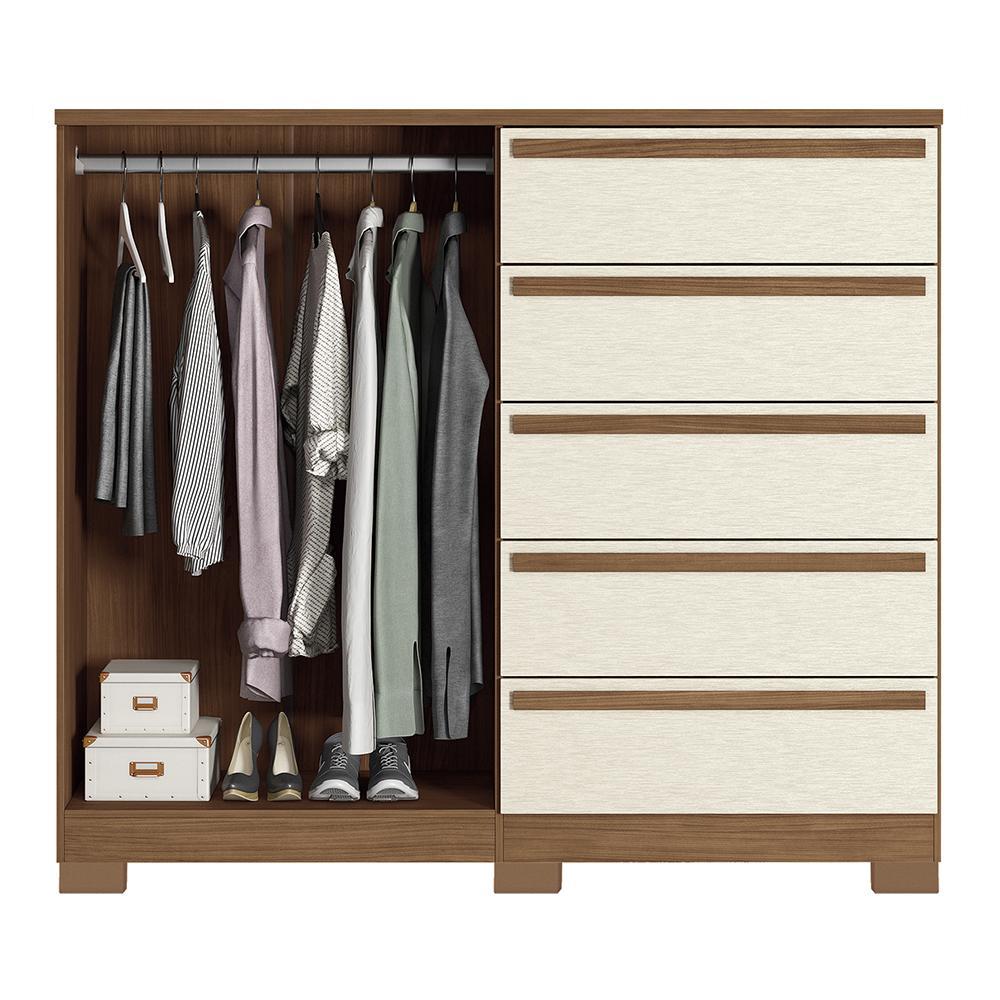 Cômoda Málaga Gold 2 Portas e 5 Gavetas Jatobá/Areia com Pés - Santos Andirá