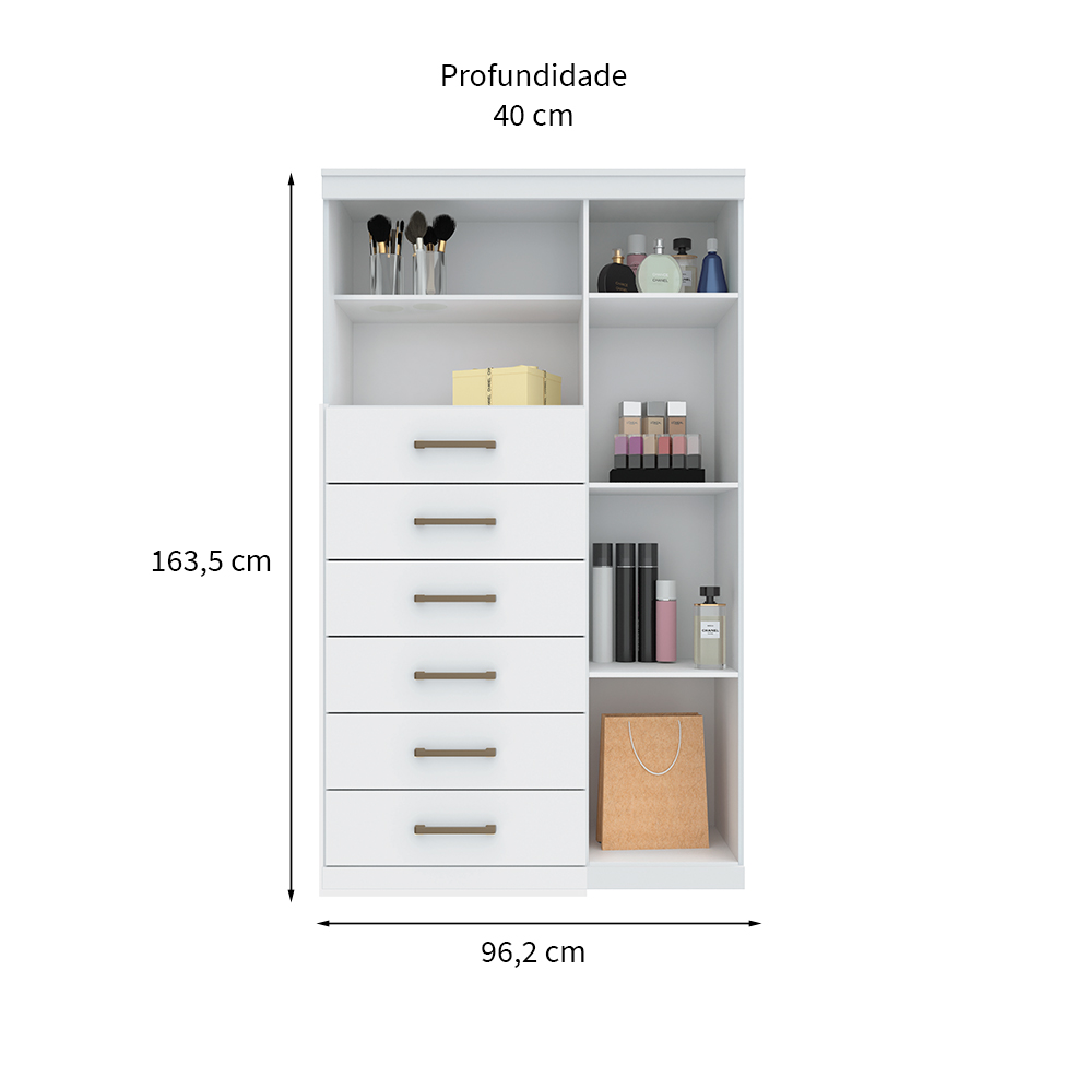 Cômoda Marabá 1 Porta 6 Gavetas Branca