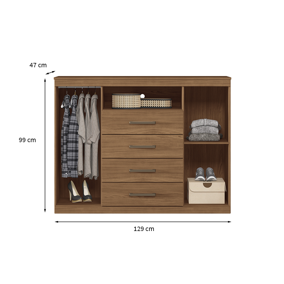 Cômoda Master 2 Portas 4 Gavetas Jatobá