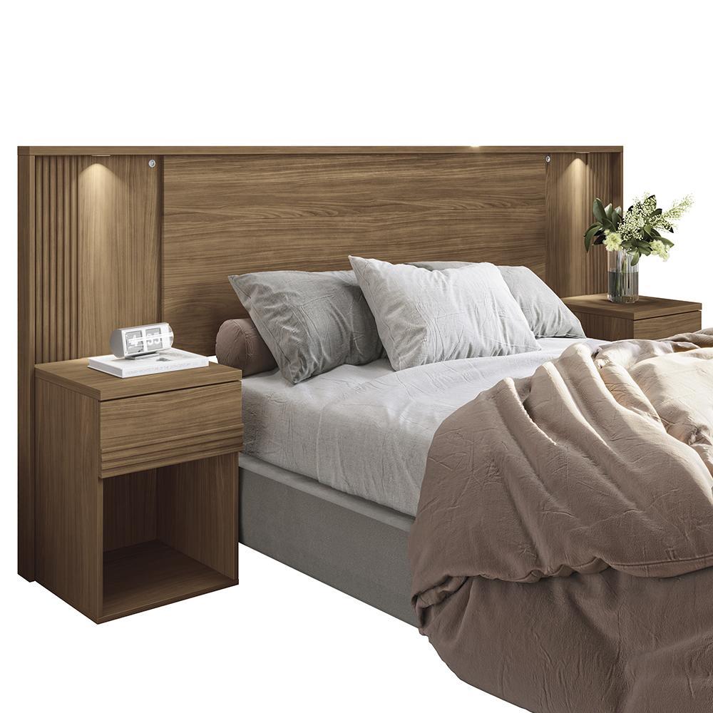 Cabeceira Extensível Bourbon Casal Queen Ripada Jatobá  com LED - Santos Andirá