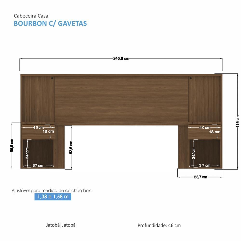 Cabeceira Extensível Bourbon Casal Queen Ripada Jatobá  com LED - Santos Andirá