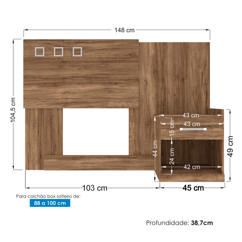 Cabeceira Solteiro Havana Plus Atacama
