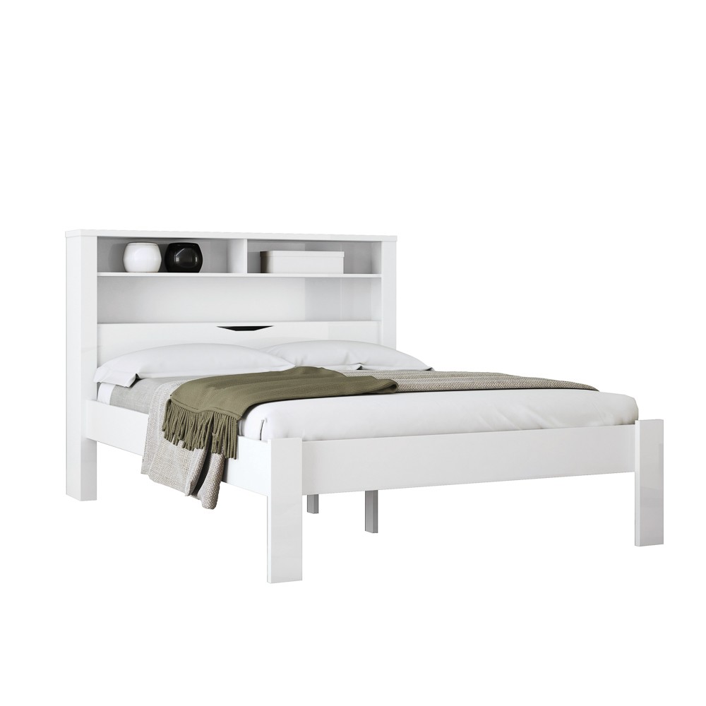 Cama Casal Baú Com Nicho Invicta Branco - Santos Andirá