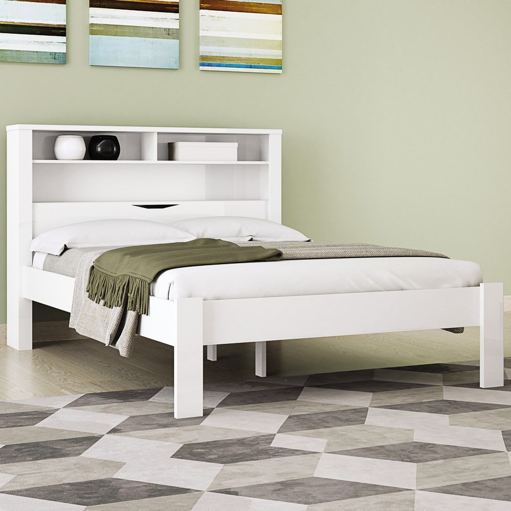 Cama Casal Invicta com Baú Branco - Santos Andirá