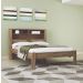 Cama Casal Marrom Moderna Para Quarto Com Cabeceira Baú Acoplado e Com Prateleiras Inv