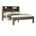 Cama Casal Marrom Moderna Para Quarto Com Cabeceira Baú Acoplado e Com Prateleiras Inv