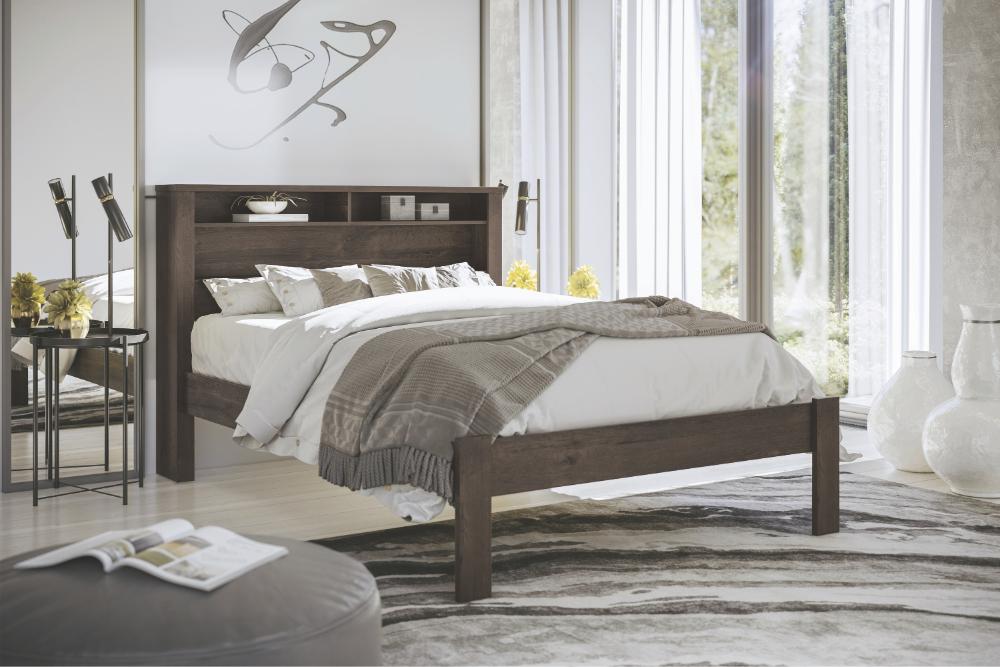 Cama Casal com Baú Jersey Ébano