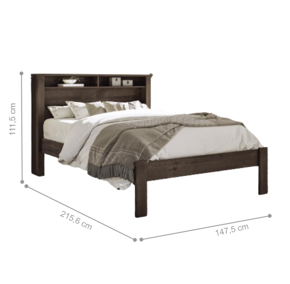 Cama Casal com Baú Jersey Ébano