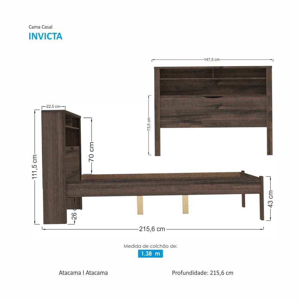 Cama Casal com Baú Jersey Ébano