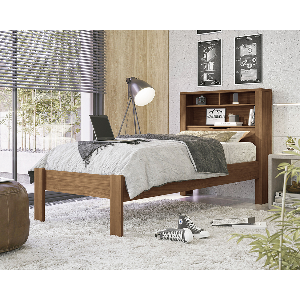 Cama Solteiro com Baú Invicta Jatobá