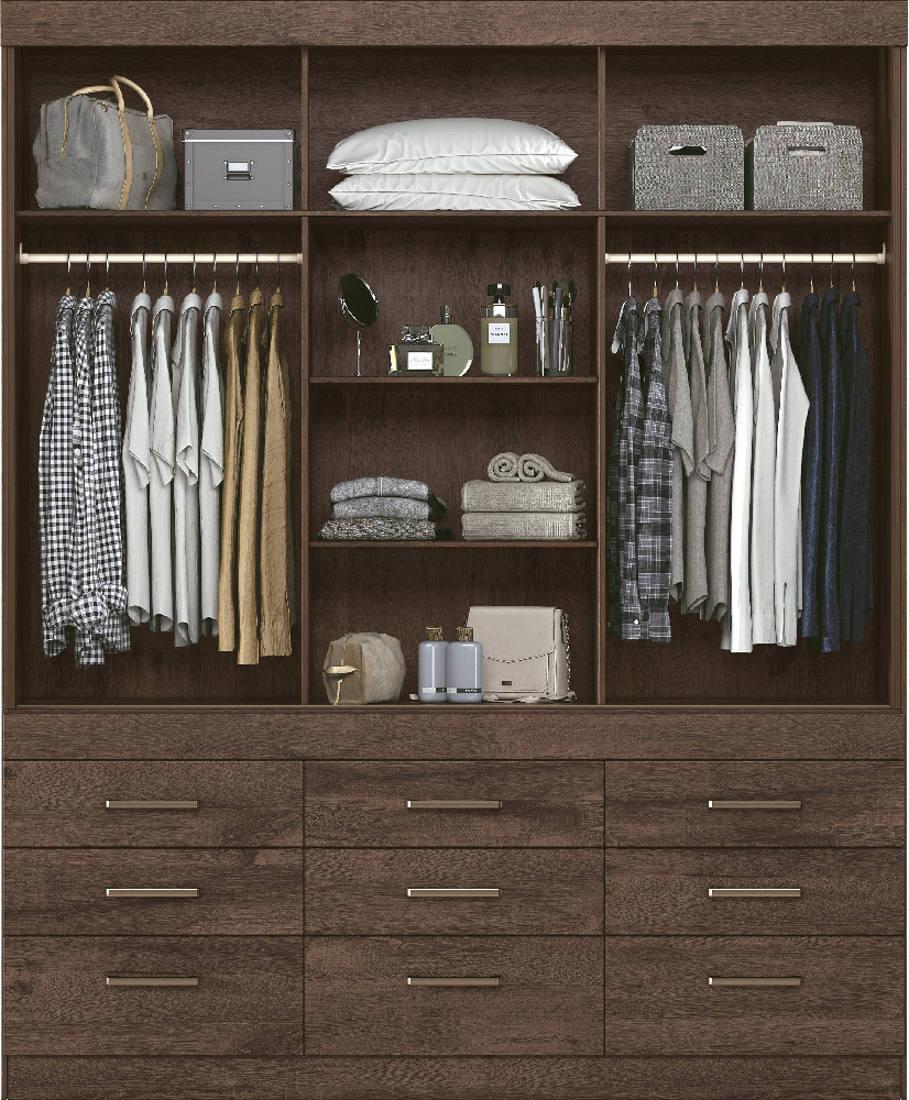 Conjunto Guarda Roupa 3 Portas e Cabeceira Casal Chef Ébano